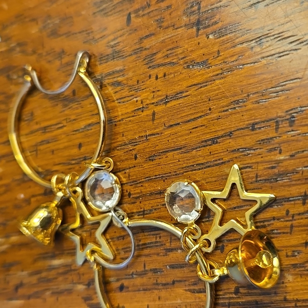 Vintage Charms/Earrings With Bells And Stars